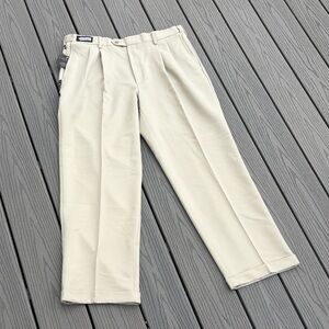 NTW Savane 36Wx30L Men's Cream Pleated Pants